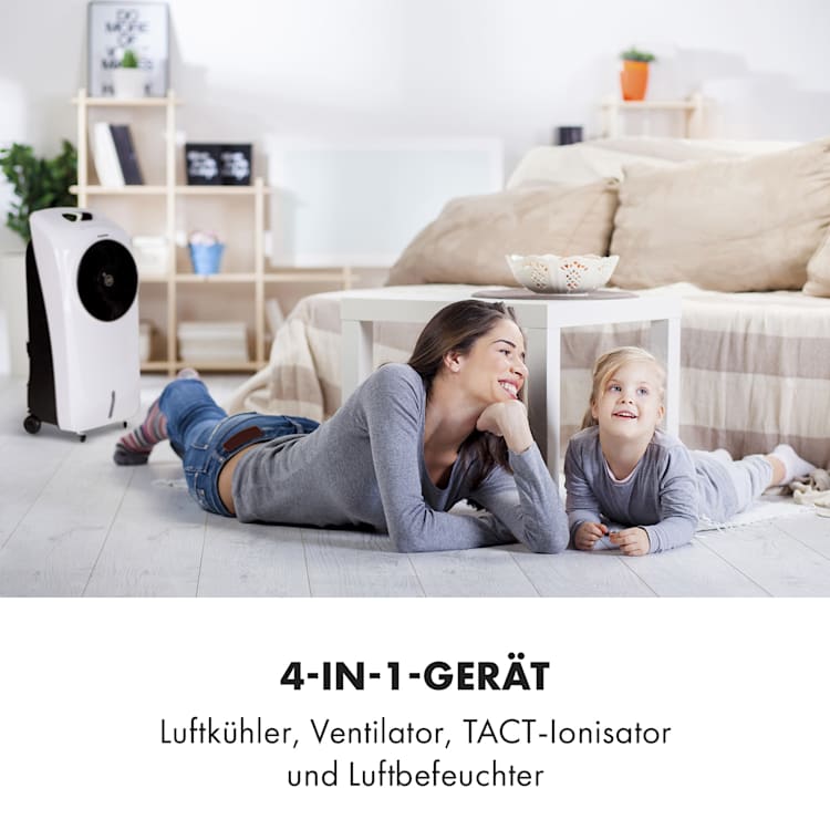 Rotator 4-in-1 Luftkühler 396 m³/h 110W 7 Ltr 360° Fernbedienung mobil Weiß