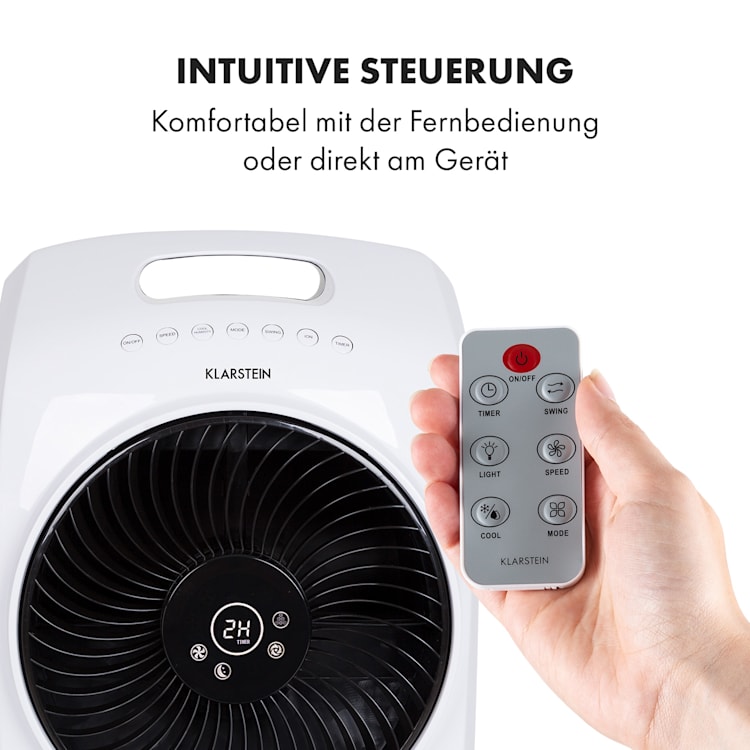 Rotator 4-in-1 Luftkühler 396 m³/h 110W 7 Ltr 360° Fernbedienung mobil Weiß