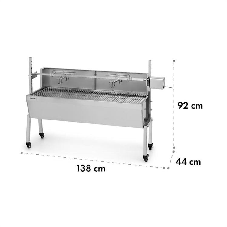 Sauenland Pro, gril na prasiatko, otočný špíz, 13 W, 4 kolesá, ušľachtilá oceľ
