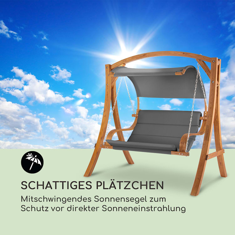 Maui Hollywoodschaukel 110 cm 2-Sitzer Massivholz Polyester dunkelgrau Dunkelgrau