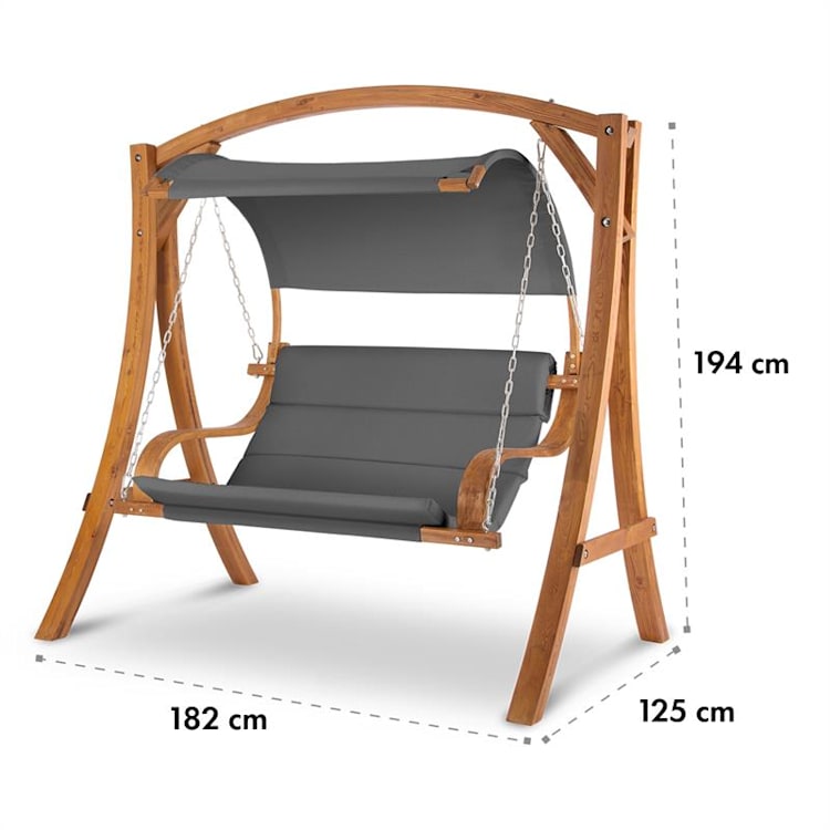 Maui Hollywoodschaukel 110 cm 2-Sitzer Massivholz Polyester dunkelgrau Dunkelgrau