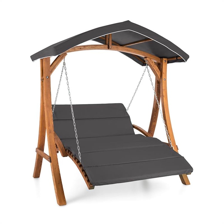 Aruba, záhradná hojdačka, slnečná strieška, 130 cm, 2-miestna, masívne drevo, sivá Šedá