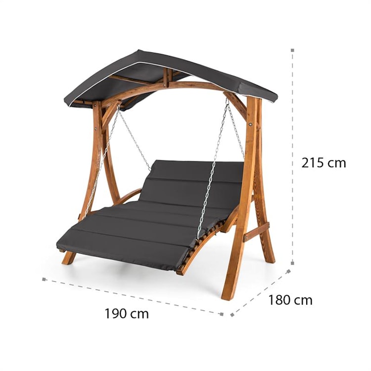 Aruba, záhradná hojdačka, slnečná strieška, 130 cm, 2-miestna, masívne drevo, sivá Šedá
