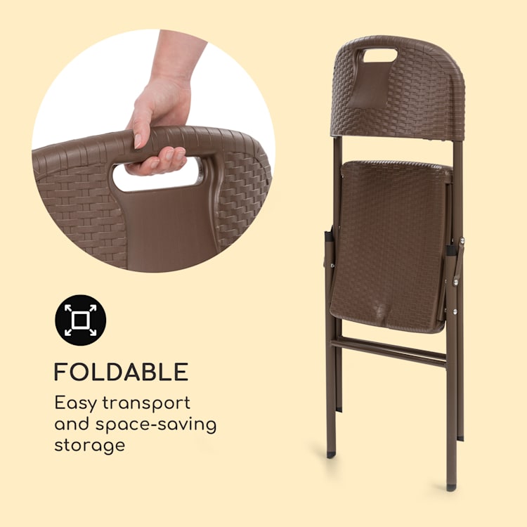 Burgos Seat klapstoel set van 2 HDPE staal rotan-look bruin