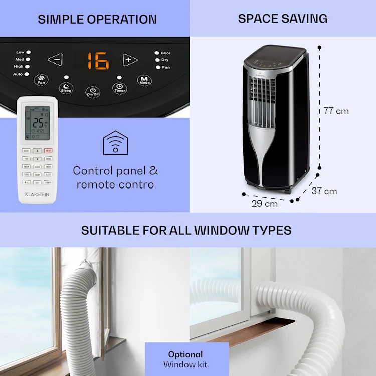 New Breeze ECO Mobile Air Conditioner 935 W 10,000 BTU/h (2.9 kW) A+ 10,000 BTU | Black / Silver Metallic