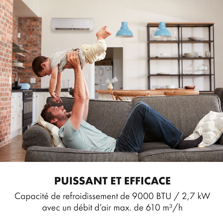 Windwaker Eco climatiseur split 9000 BTU/2,7 kW 610 m³/h max. A++ 9.000 BTU
