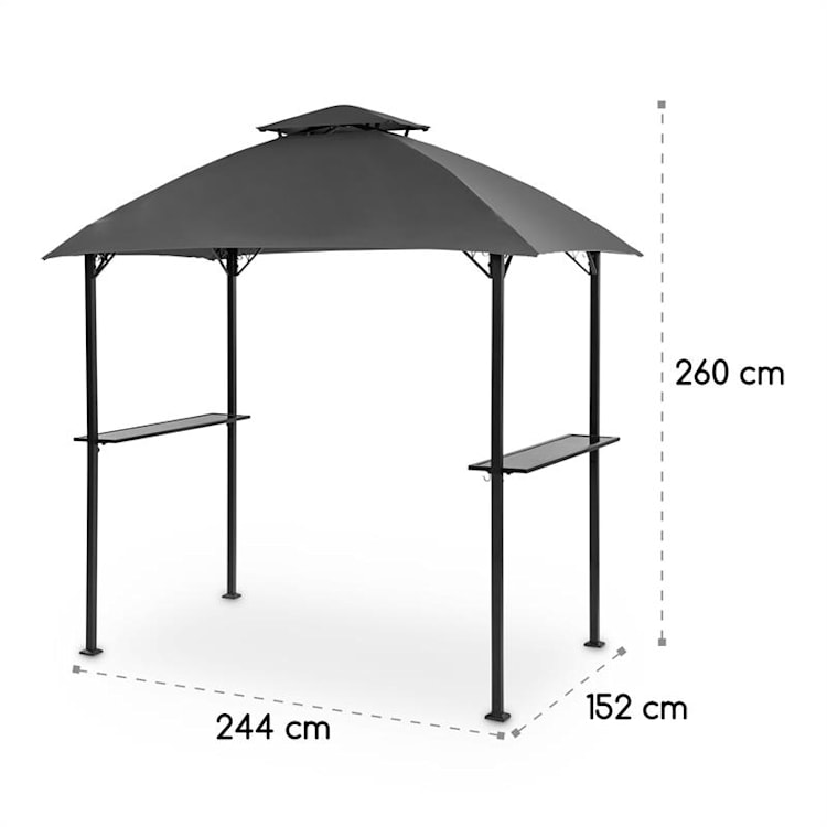 Steakhouse al Sur tuinpaviljoen 244x260x152cm 160 g brandvertragend staal grijs