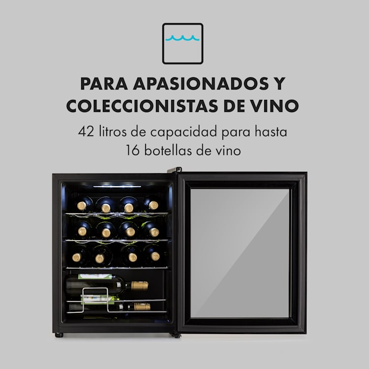 Shiraz 16 Uno Vinoteca 42l Panel de control táctil 131 W 5-18 °C 16 botellas | 1 zona de refrigeración | Negro