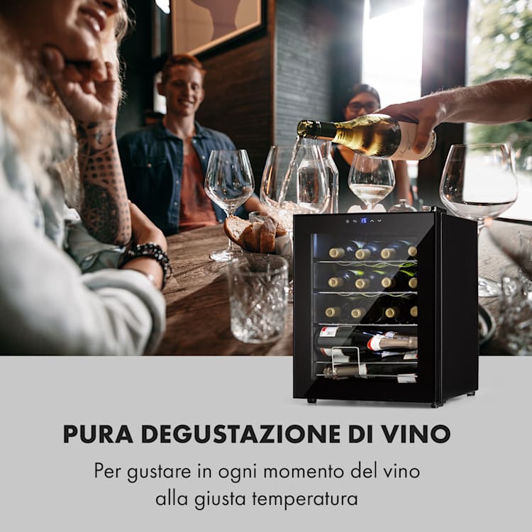 Shiraz 16 Uno - Frigorifero per vini, 42 l, pannello di controllo touch, 131 W, 5-18°C 16 bottiglie | 1 zona di raffreddamento | Nero