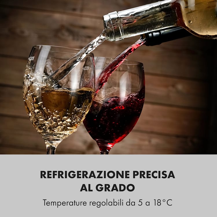 Shiraz 16 Uno - Frigorifero per vini, 42 l, pannello di controllo touch, 131 W, 5-18°C 16 bottiglie | 1 zona di raffreddamento | Nero
