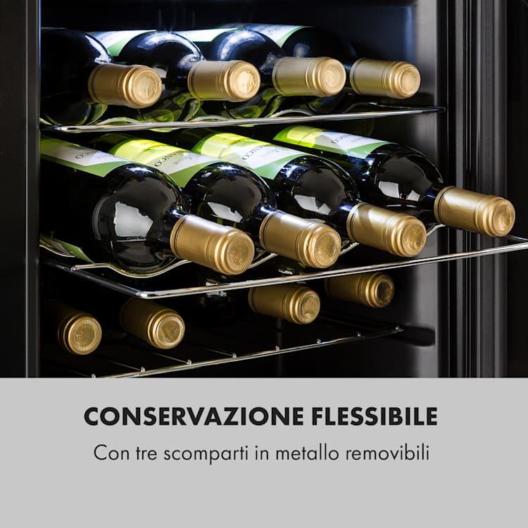 Shiraz 16 Uno - Frigorifero per vini, 42 l, pannello di controllo touch, 131 W, 5-18°C 16 bottiglie | 1 zona di raffreddamento | Nero