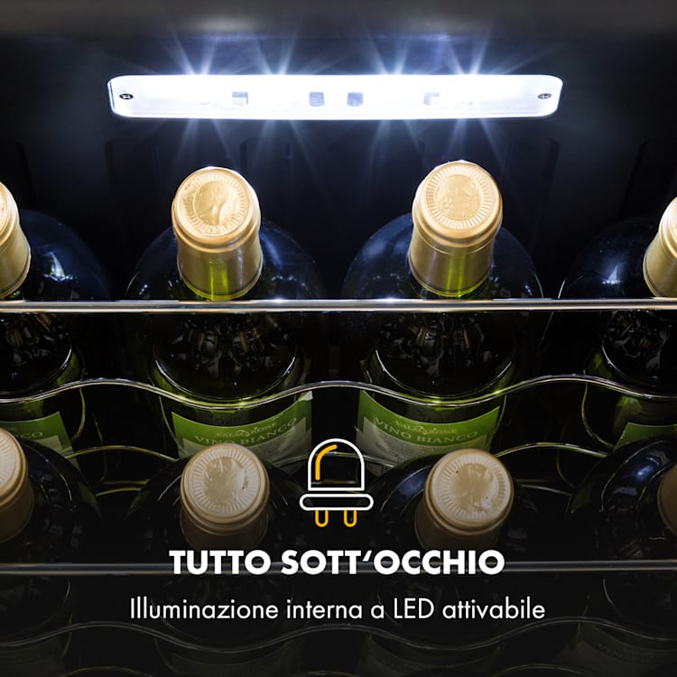 Shiraz 16 Uno - Frigorifero per vini, 42 l, pannello di controllo touch, 131 W, 5-18°C 16 bottiglie | 1 zona di raffreddamento | Nero