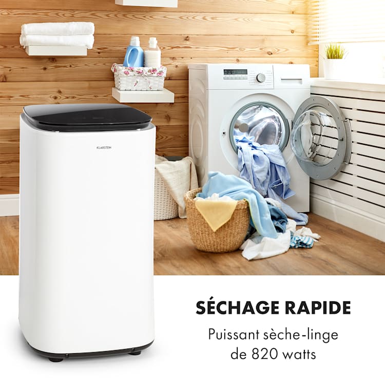 Zap Dry sèche-linge 820 W 50 l panneau de commande tactile voyants LED blanc/noir Blanc