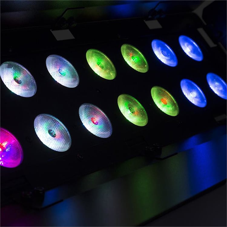 WH192, wall wash svetelný efekt, 100 W, 16 x 12 W 6 v 1 LED diódy, RGBWA-UV, IR diaľkový ovládač, čierny