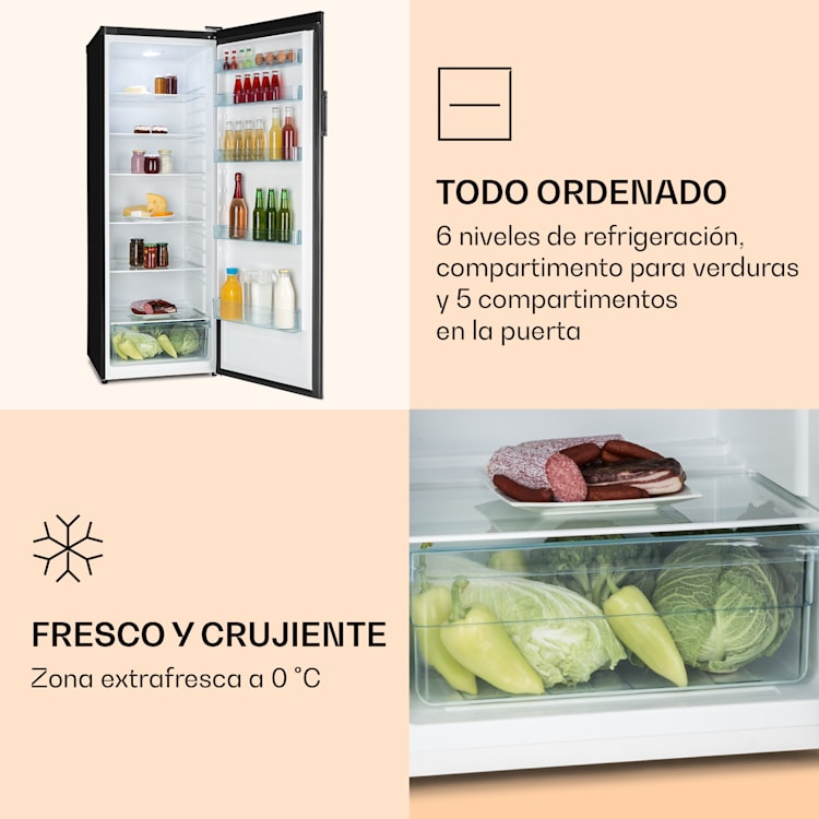 BigBoy Frigorífico 337l Crisper 6 niveles CEE Negro 323 L
