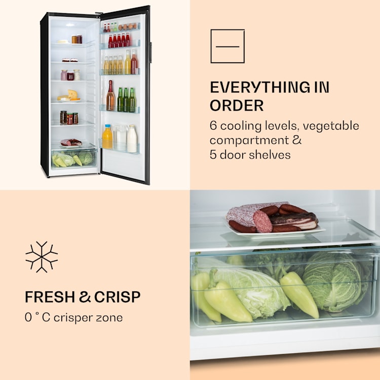 Frigorífico BigBoy 337l Crisper 6 prateleiras Classe energética preto 323 L