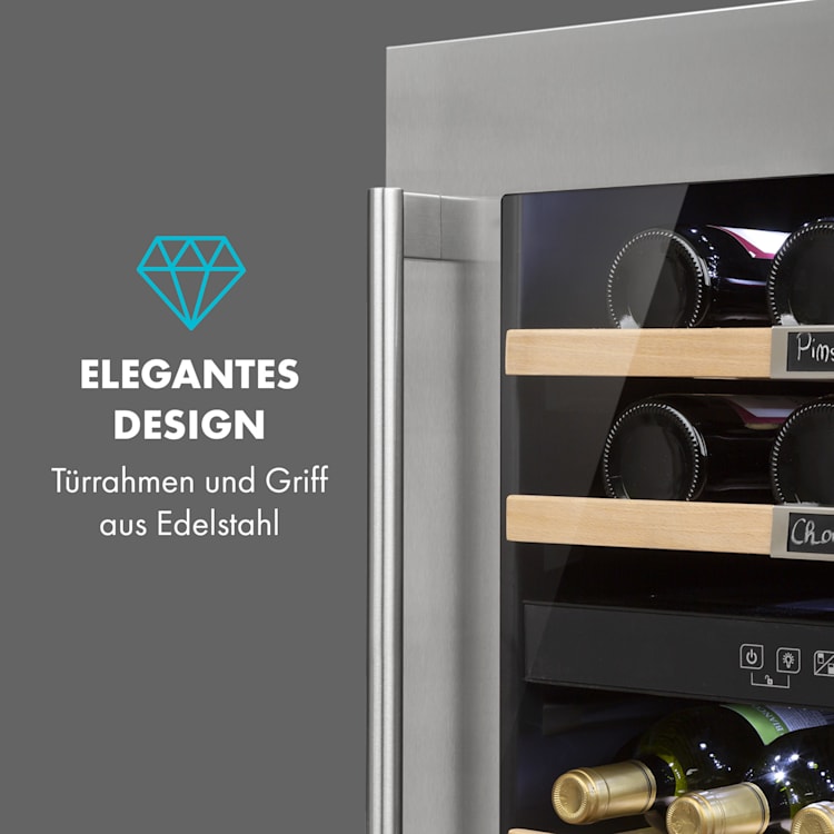 Vinsider 36 Weinkühlschrank 2 Kühlzonen 5-22°C 85l Edelstahl 36 flaschen / 2 Kühlzonen | Edelstahl