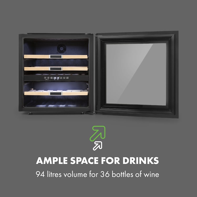 Vinsider 36, hladilnik za vino, 2 hladilni coni, 5-22 °C, 94 l, nerjaveče jeklo 36_bottles | 2 | Nerjaveče jeklo