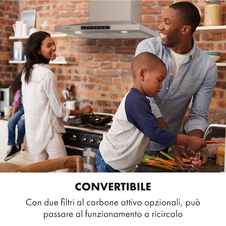 Eliana cappa aspirante 60cm design a piramide 620m³/h acciaio inox 60 cm