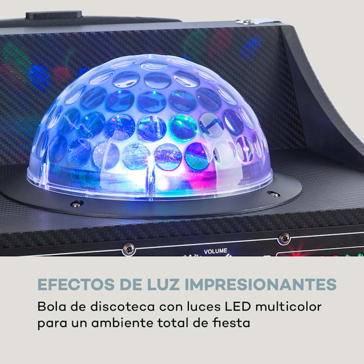 DisGo Box 100 Sistema de megafonía móvil 50W RMS BT ranura SD LEDs Batería USB negro