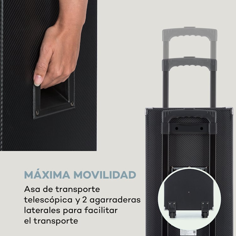 DisGo Box 100 Sistema de megafonía móvil 50W RMS BT ranura SD LEDs Batería USB negro
