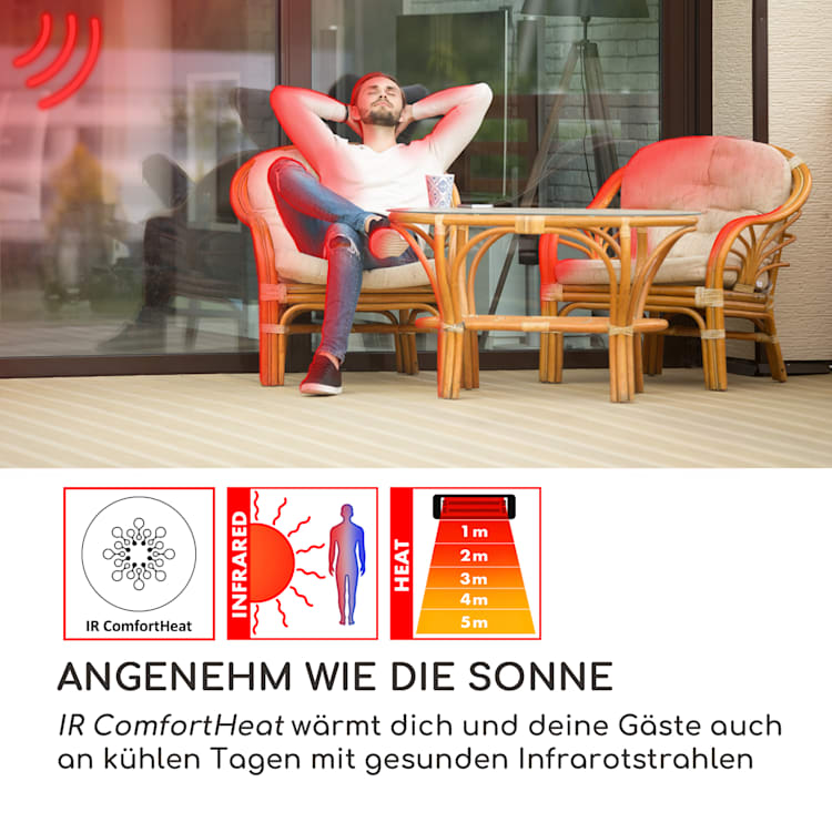 Heat Guru Plus Infrarot-Heizstrahler 2000W 3 Heizstufen Fernbedienung Schwarz