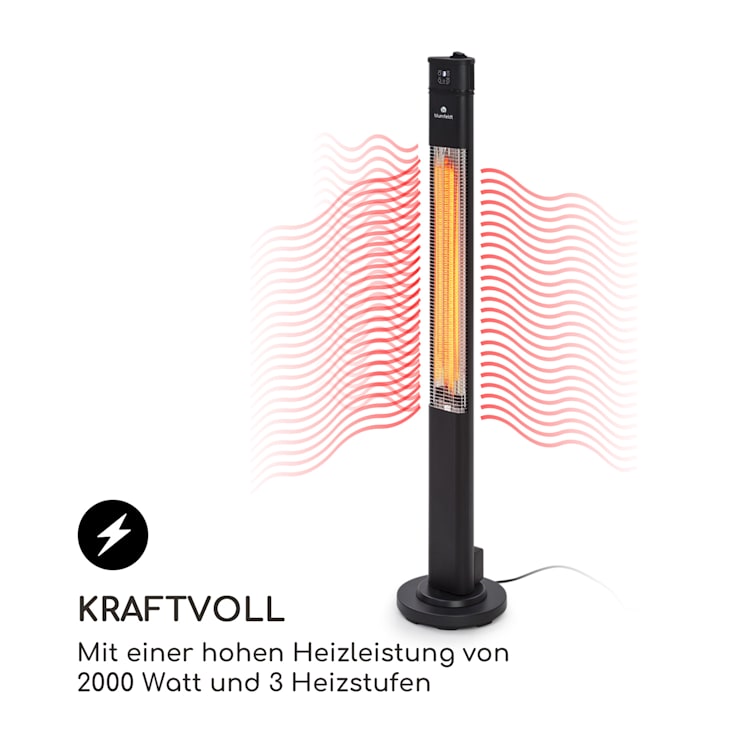 Heat Guru Plus Infrarot-Heizstrahler 2000W 3 Heizstufen Fernbedienung Schwarz