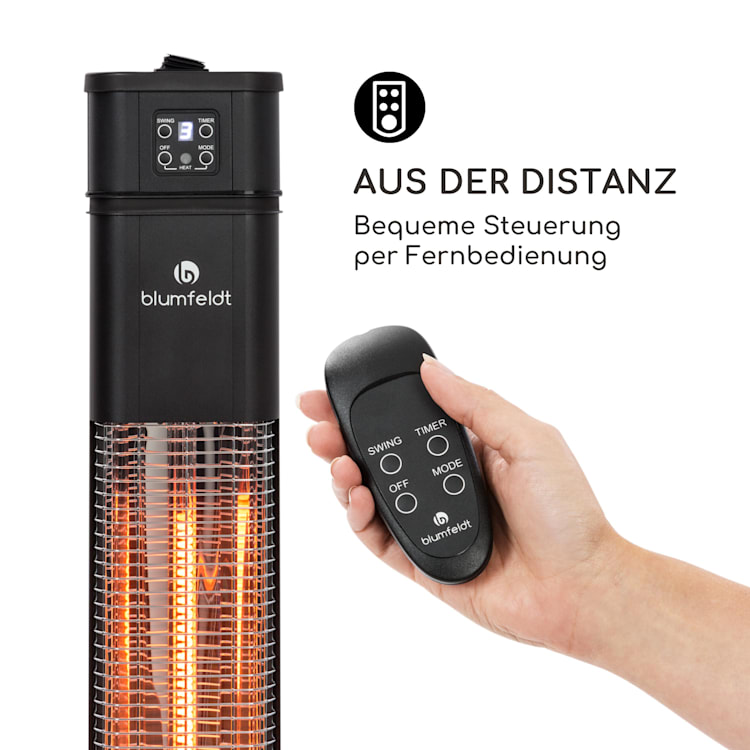 Heat Guru Plus Infrarot-Heizstrahler 2000W 3 Heizstufen Fernbedienung Schwarz