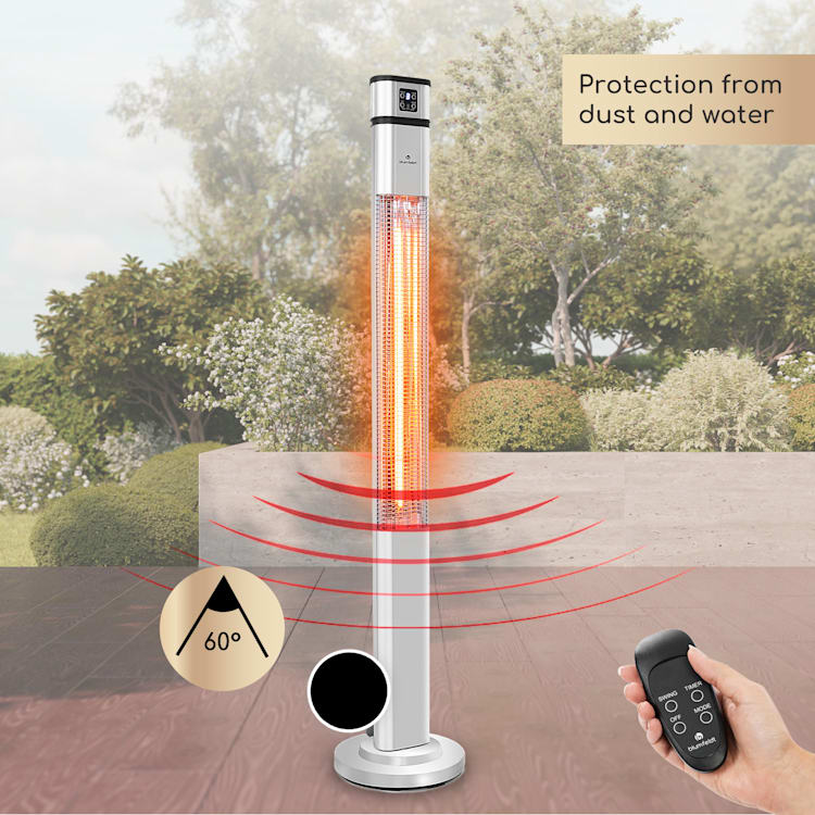 Heat Guru Plus, infrardeči grelnik, 2000 W, 3 stopnje gretja, daljinski upravljalnik, črn 2000 W | Srebrna kovinska barva