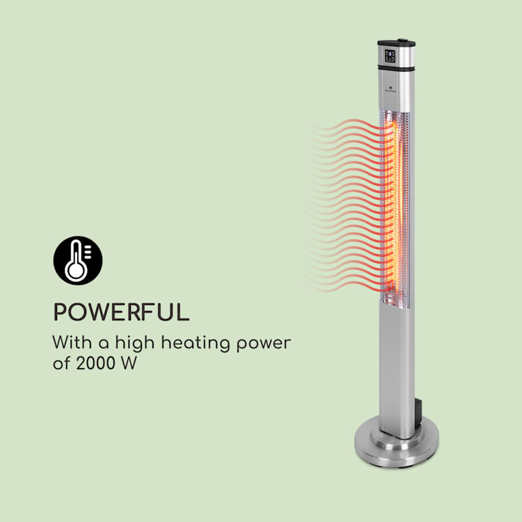 Heat Guru Plus, infrardeči grelnik, 2000 W, 3 stopnje gretja, daljinski upravljalnik, črn 2000 W | Srebrna kovinska barva
