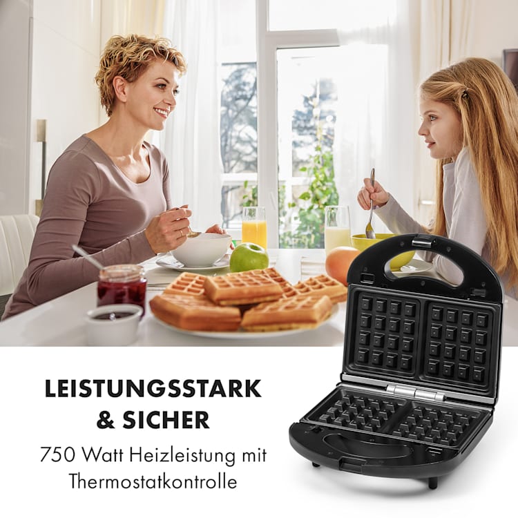 Trilit 3-in-1 Sandwich Maker 750W 3 Grillplatten LED Anti-Haft schwarz Schwarz