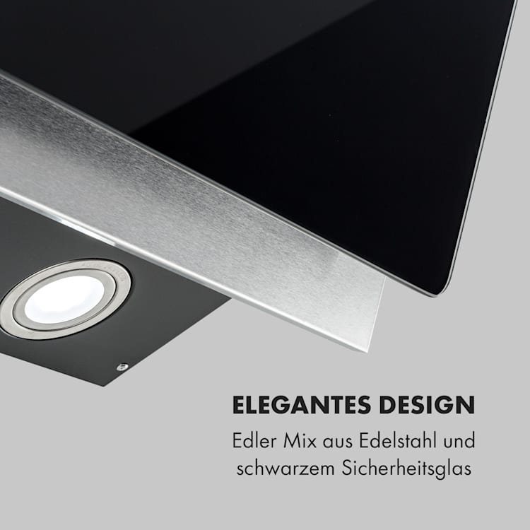 Alessia Dunstabzugshaube Kopffreihaube 350 m³/h Push Control schwarz 60 cm