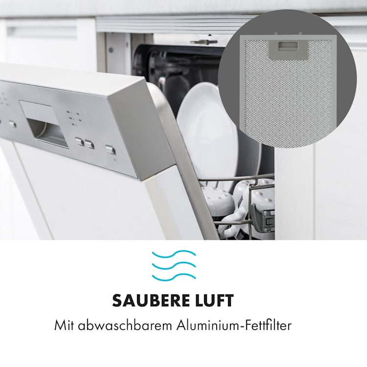 Alessia Dunstabzugshaube Kopffreihaube 350 m³/h Push Control schwarz 60 cm