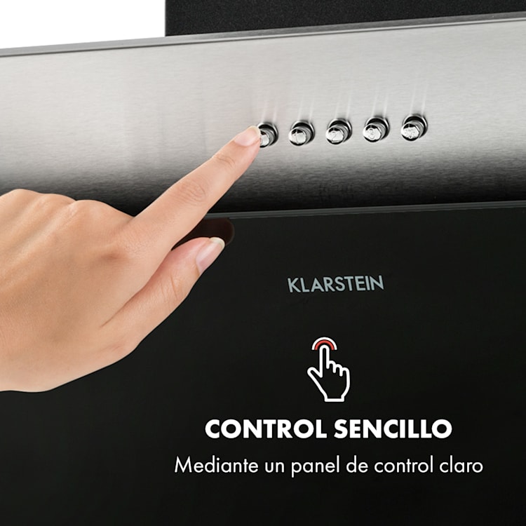 Alessia Campana extractora inclinable 350 m³/h Push Control Negra 60 cm