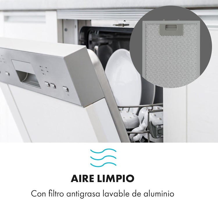 Alessia Campana extractora inclinable 350 m³/h Push Control Negra 60 cm