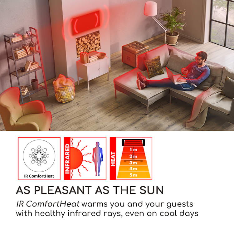 Cosmic Beam Plus, infravörös hősugárzó, 2400 W, IP44, távirányító, fehér 2400 W | Plus | Fehér