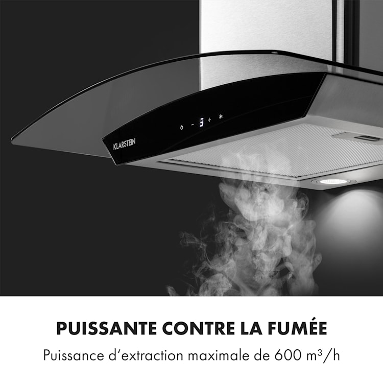 Eclipse afzuigkap 600m³/h 3 standen rvs zwart
