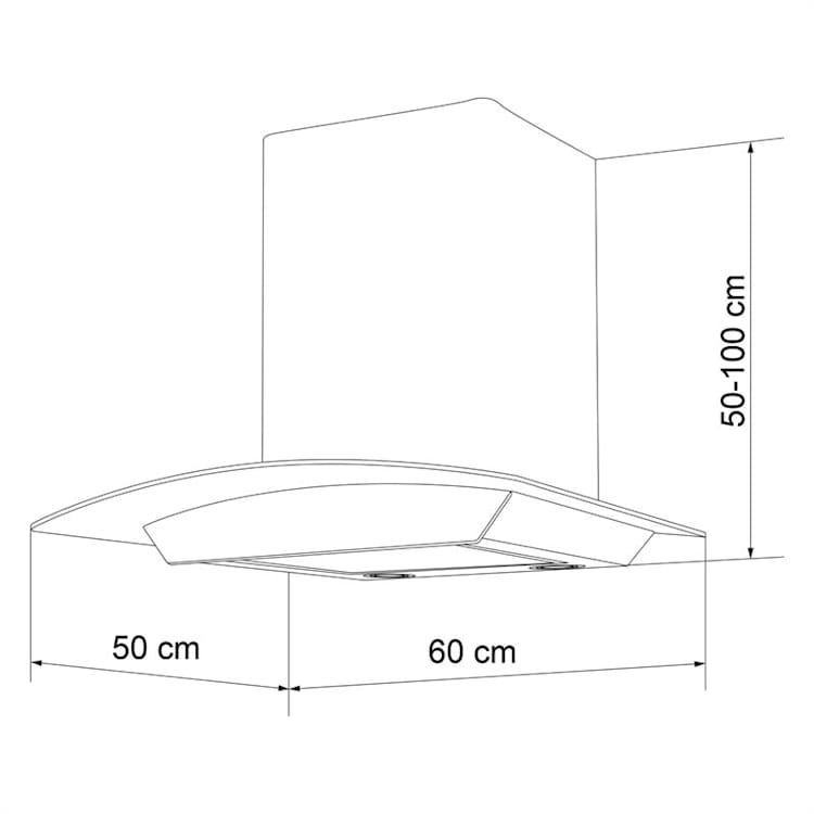 Eclipse afzuigkap 600m³/h 3 standen rvs zwart