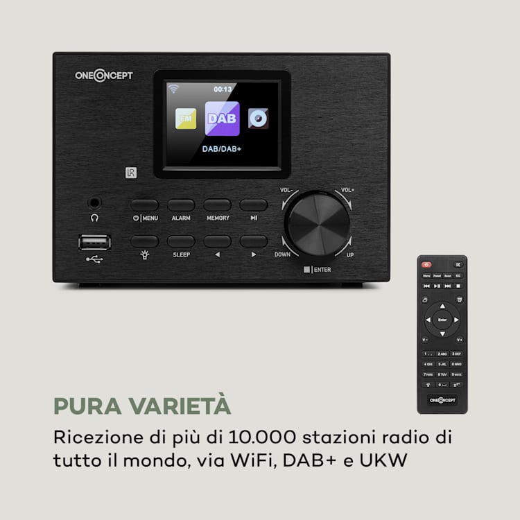 Streamo Impianto Stereo con Web Radio WLAN DAB+ FM Lettore CD BT nero Nero