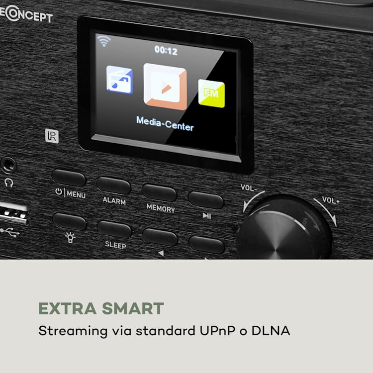 Streamo Impianto Stereo con Web Radio WLAN DAB+ FM Lettore CD BT nero Nero