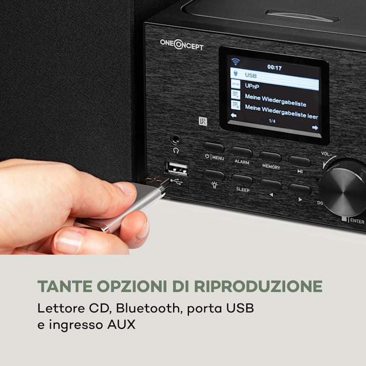 Streamo Impianto Stereo con Web Radio WLAN DAB+ FM Lettore CD BT nero Nero