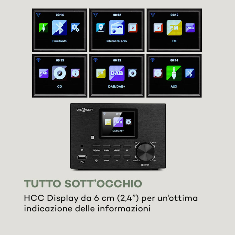 Streamo Impianto Stereo con Web Radio WLAN DAB+ FM Lettore CD BT nero Nero