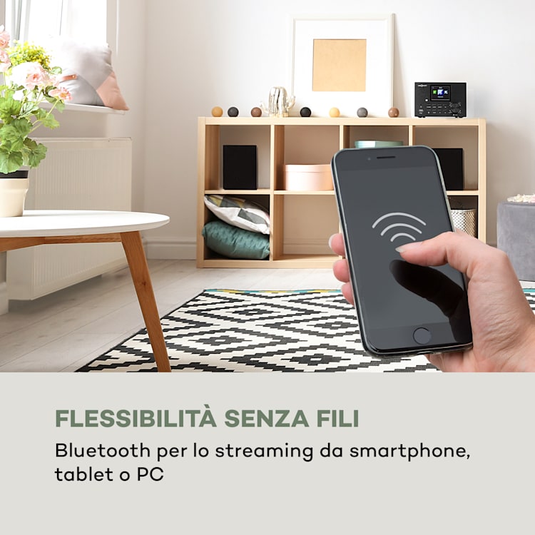 Streamo Impianto Stereo con Web Radio WLAN DAB+ FM Lettore CD BT nero Nero