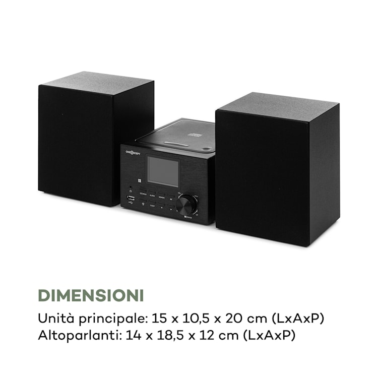 Streamo Impianto Stereo con Web Radio WLAN DAB+ FM Lettore CD BT nero Nero