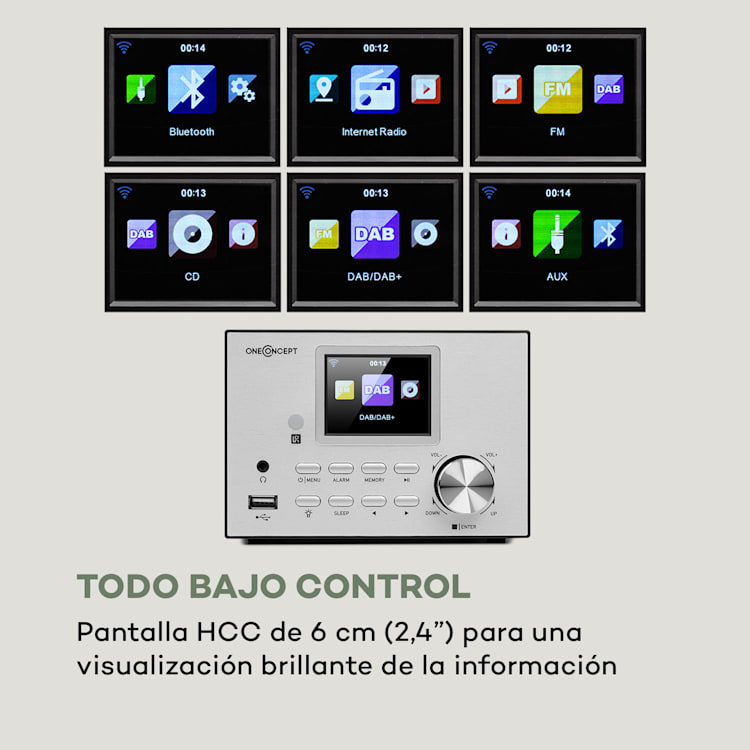 Streamo Equipo estéreo con radio de internet WLAN DAB+ FM Reproductor de CD Bluetooth Plateado Plata Metálica