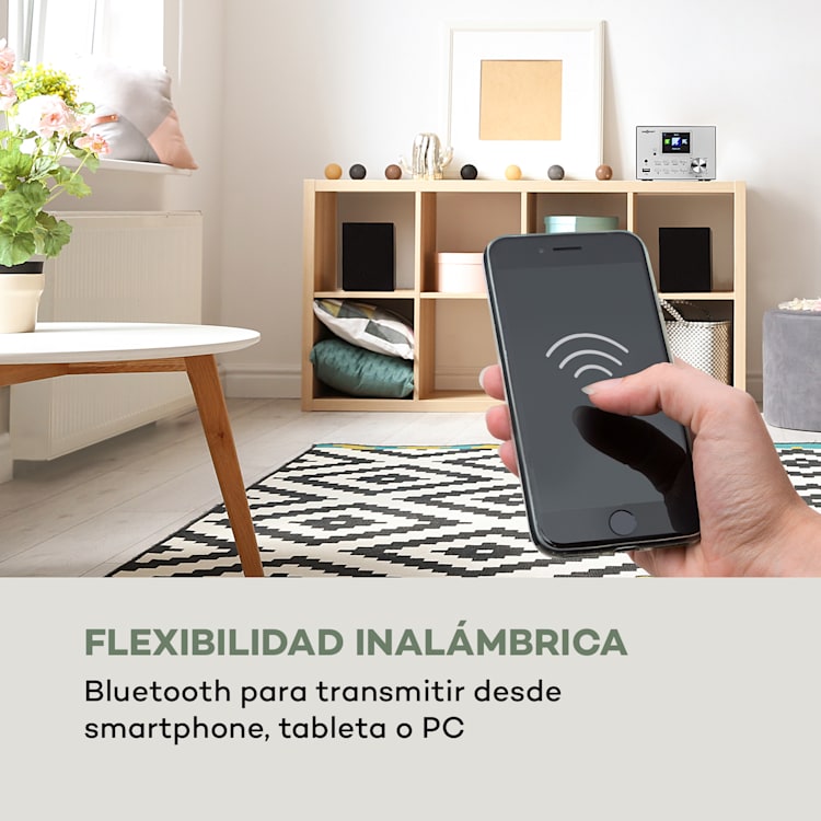 Streamo Equipo estéreo con radio de internet WLAN DAB+ FM Reproductor de CD Bluetooth Plateado Plata Metálica