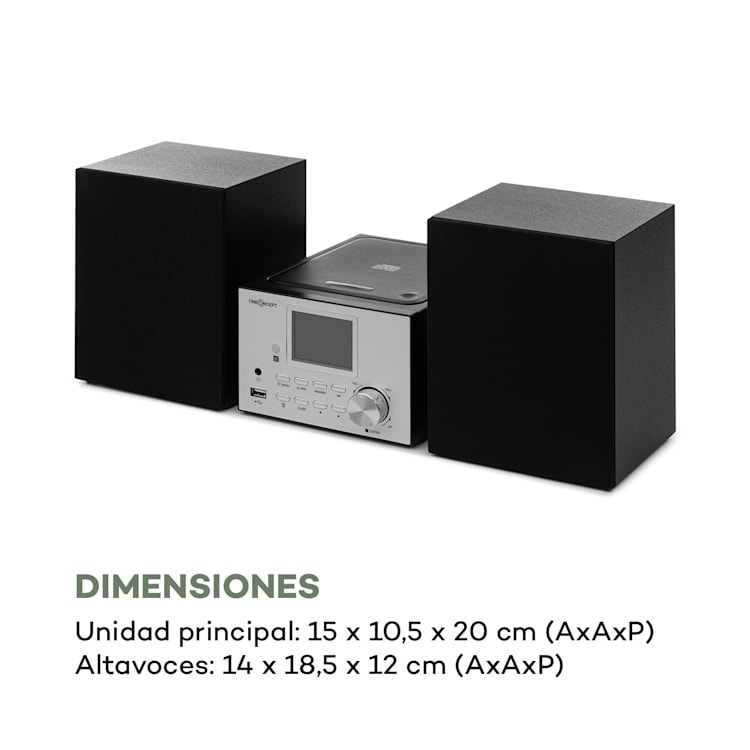 Streamo Equipo estéreo con radio de internet WLAN DAB+ FM Reproductor de CD Bluetooth Plateado Plata Metálica