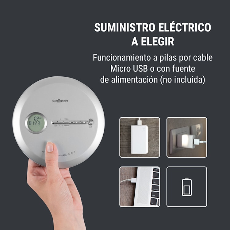 CDC 100 BT Discman función Bluetooth LCD ASP 2x1,5 V plateado Plata