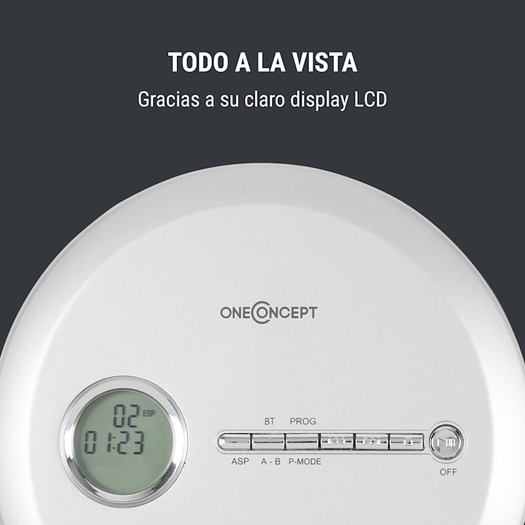 CDC 100 BT Discman función Bluetooth LCD ASP 2x1,5 V plateado Plata