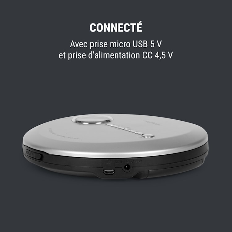 CDC 100 BT Discman lecteur CD Bluetooth LCD ASP 2x 1,5V argent Argent